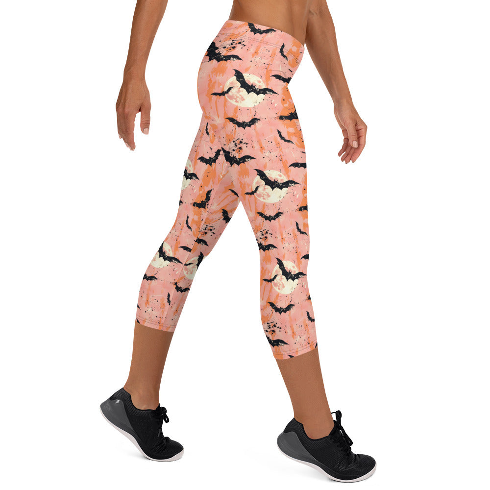 Spooky Bats Halloween Capri Leggings