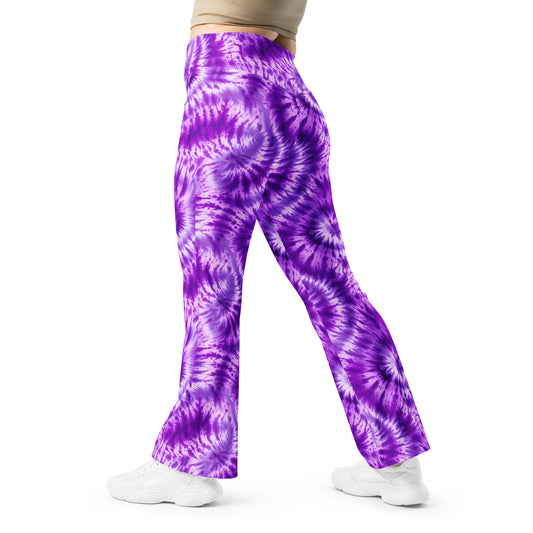 Purple Tie Dye Bell Bottom Flare leggings