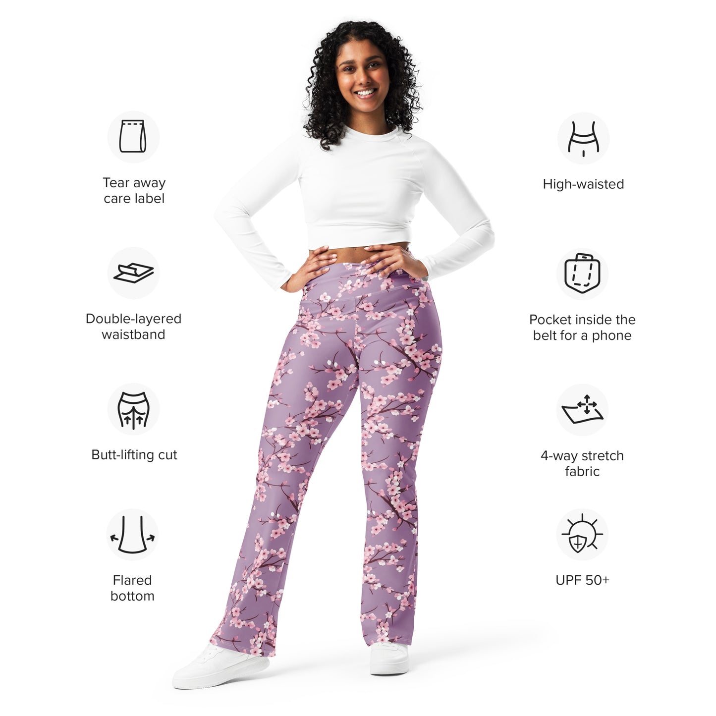 Cherry Blossom Bell Bottom Flare leggings