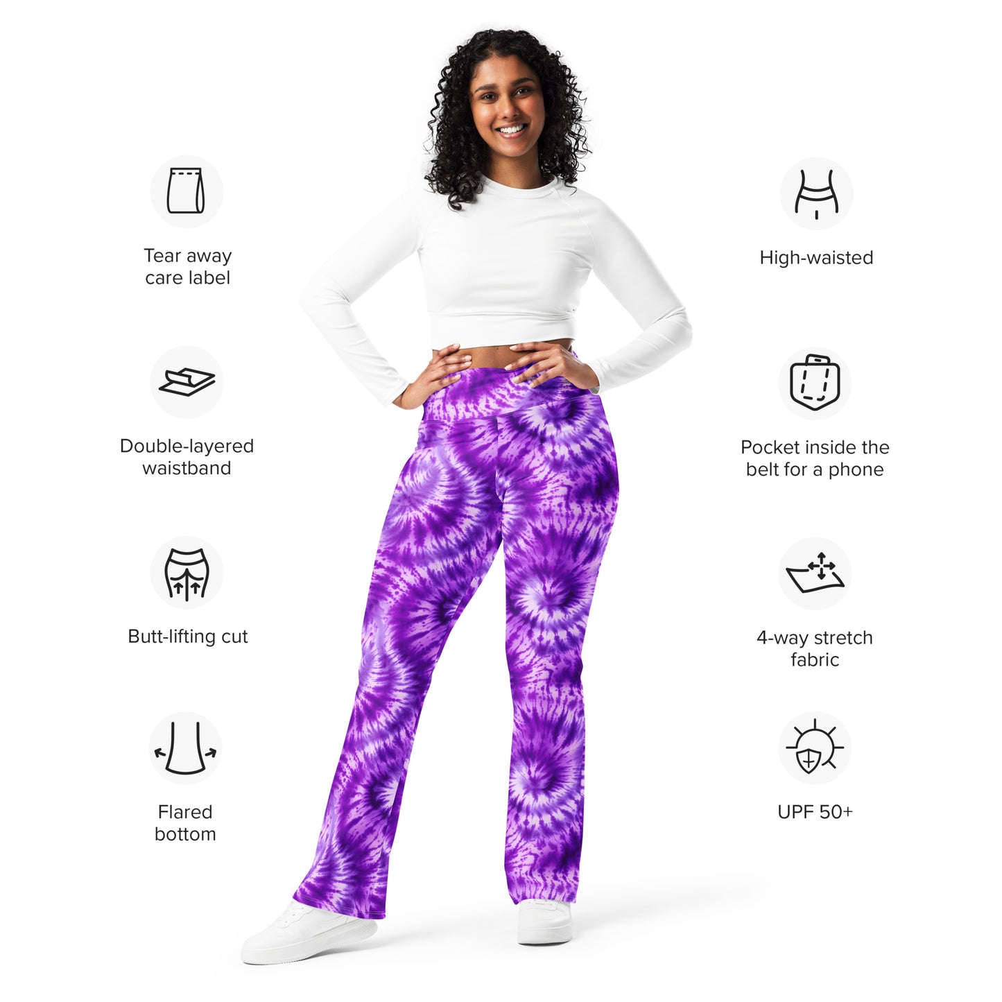 Purple Tie Dye Bell Bottom Flare leggings