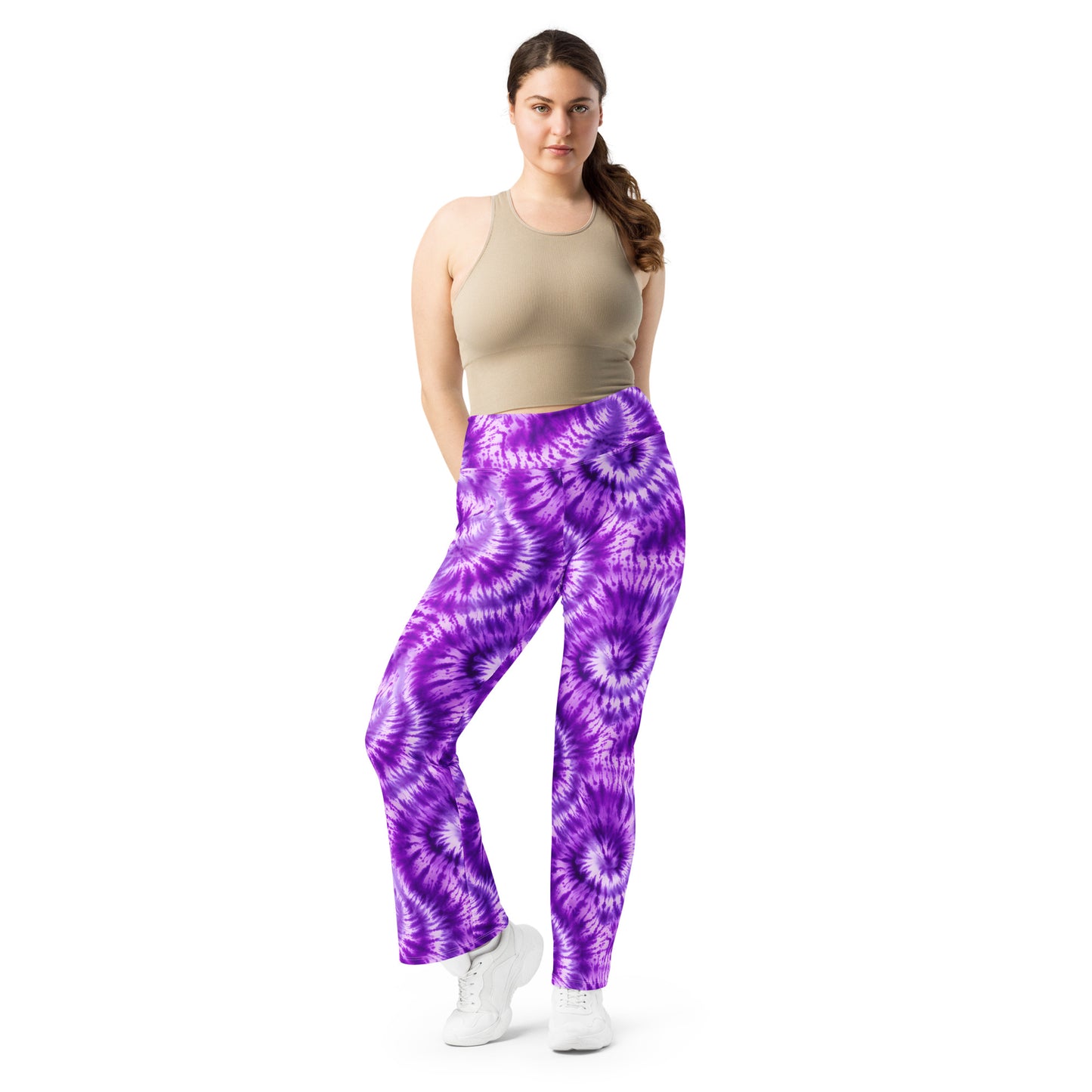 Purple Tie Dye Bell Bottom Flare leggings