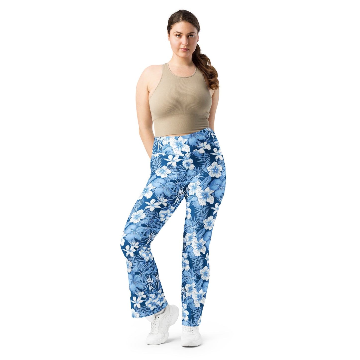 Shades of Blue Hibiscus Flare leggings