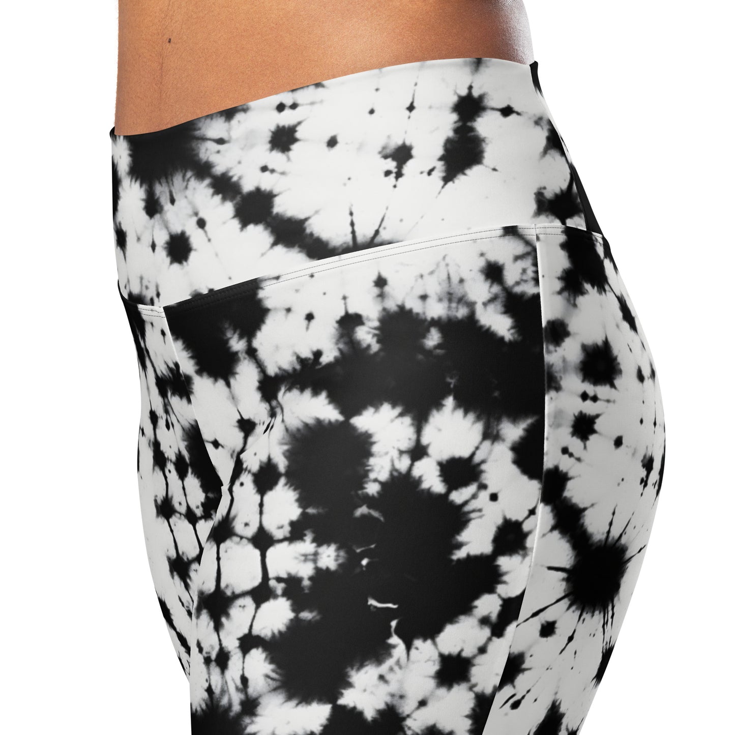 Black & White Tie Dye Bell Bottom Flare leggings