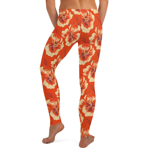 Hibiscus Sunset Print Leggings