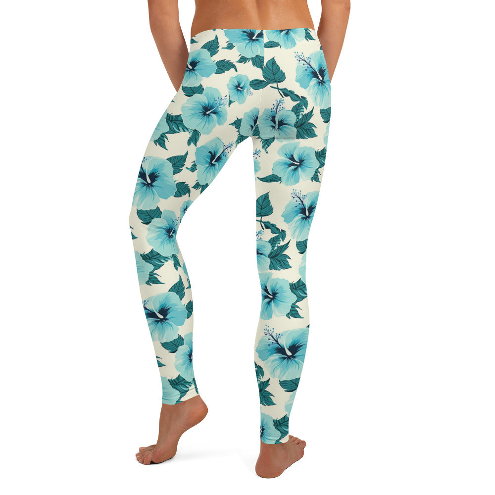 Hibiscus Azul Tropical Vibes Leggings