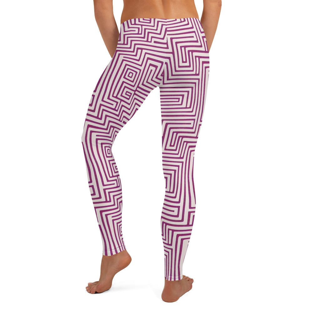 Purple Maze Pattern Leggings