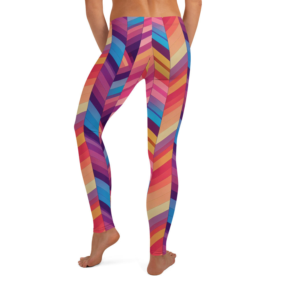 Geometric Waves Pattern Leggings