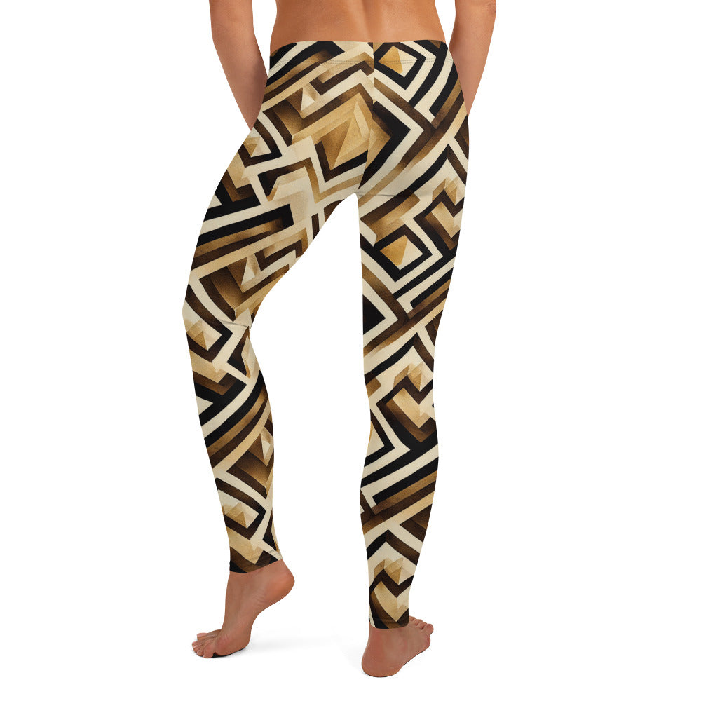 Shades of Brown Geometric Pattern Leggings