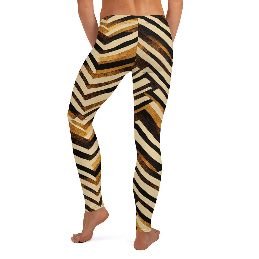 Brown Stripe Pattern Leggings