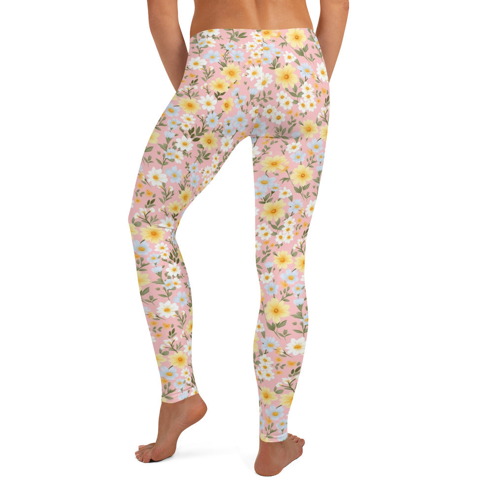 Spring Floral Bloom in Pink Leggings