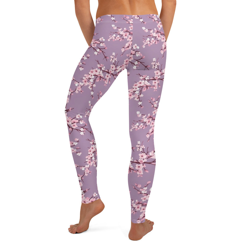 Cherry Blossom Purple Printed Leggings