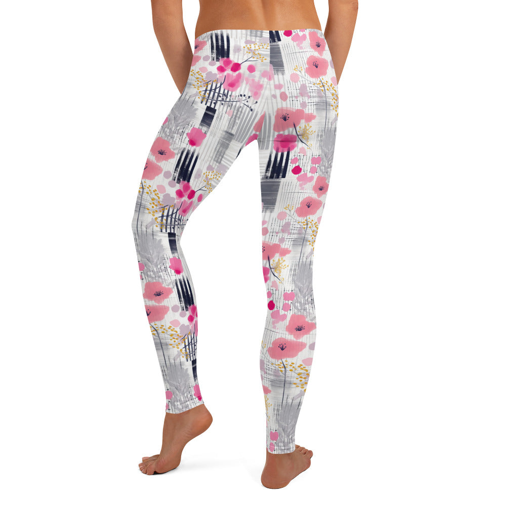 Pink Floral Printed Leggings