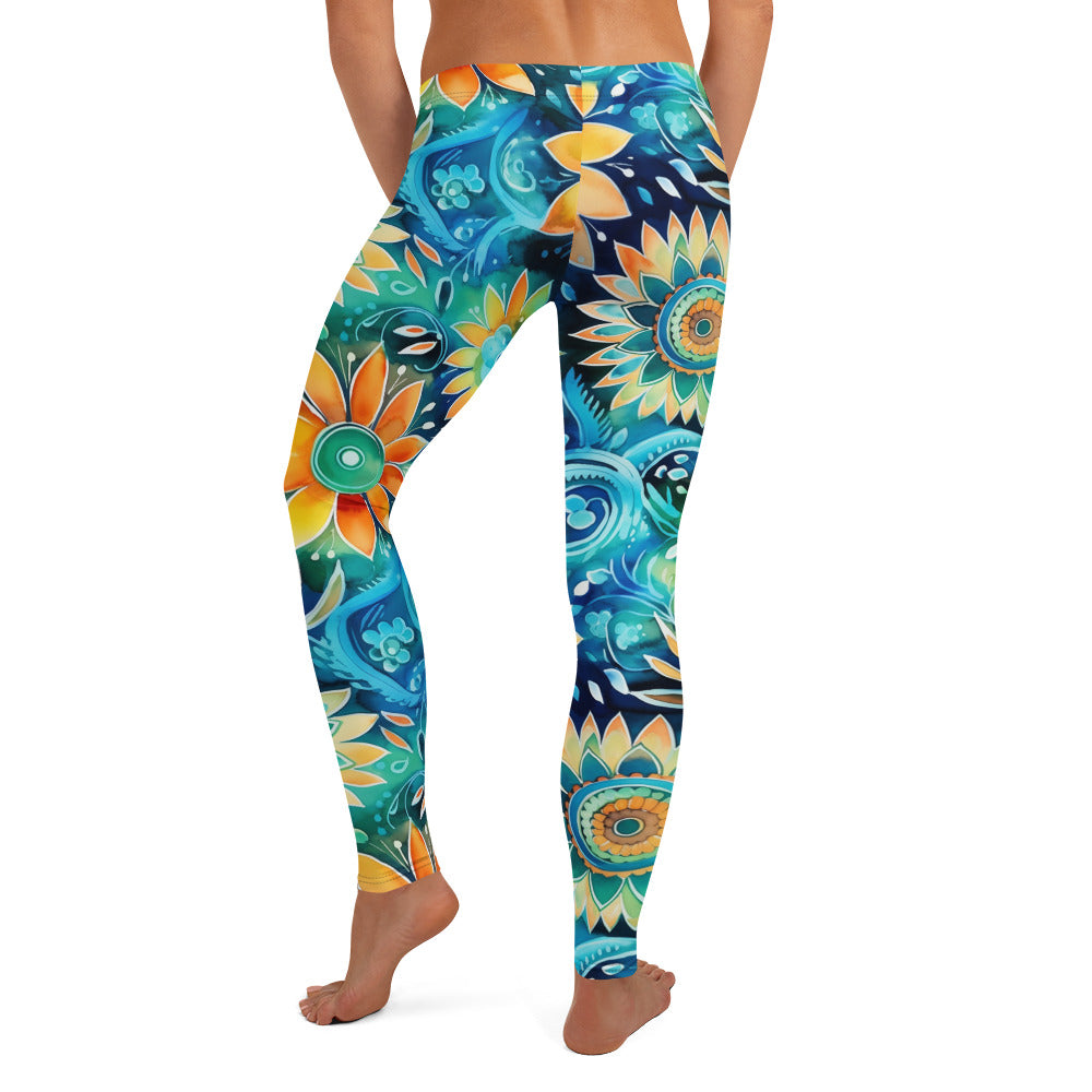 Shades of Blues Floral Printed Leggings