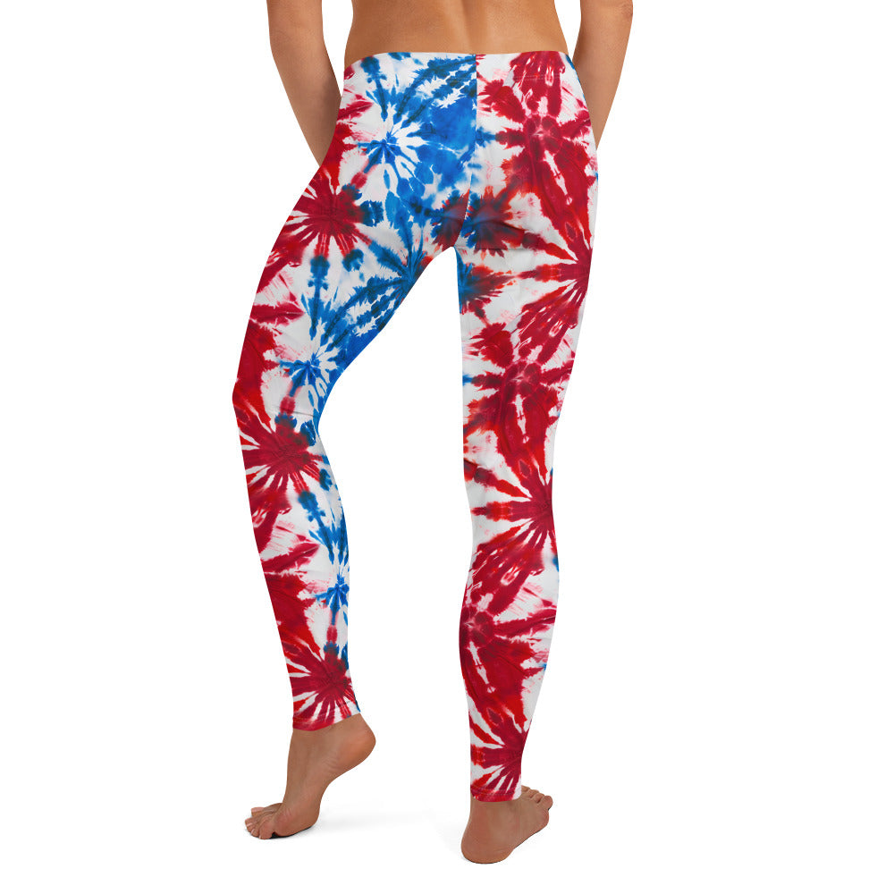 USA Patriotic Tie Dye Pattern Leggings