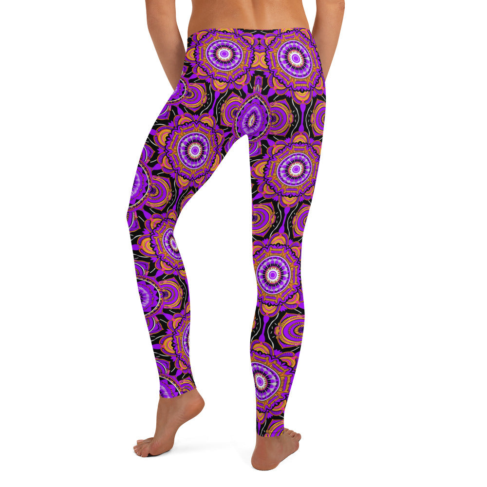 Purple Floral Mandala Printed Leggings