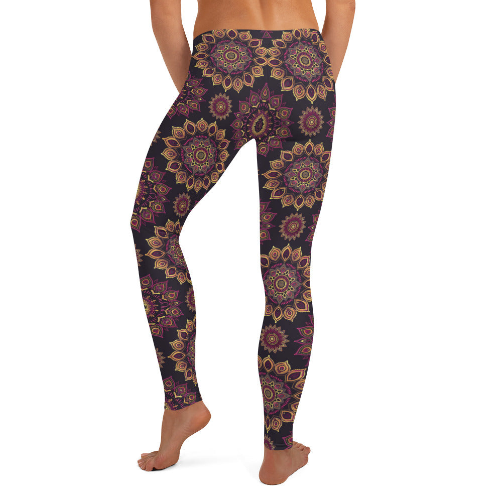 Yellow Floral Mandala Printed Leggings