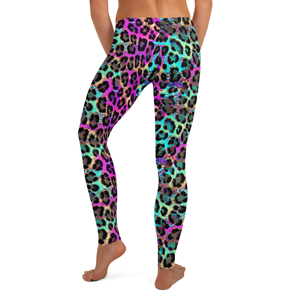 Greenish Purple Leopard Print Leggings