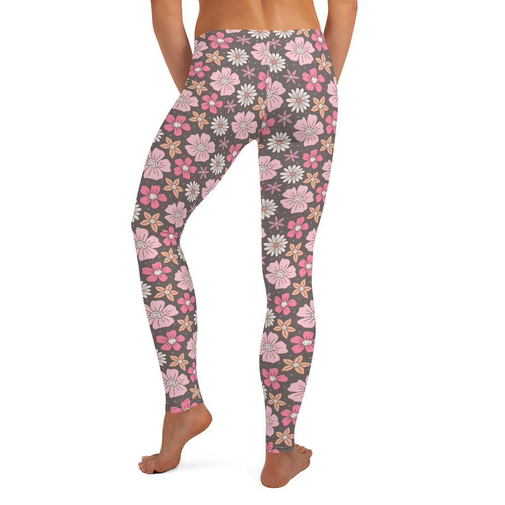 Pink Floral Printed Leggings