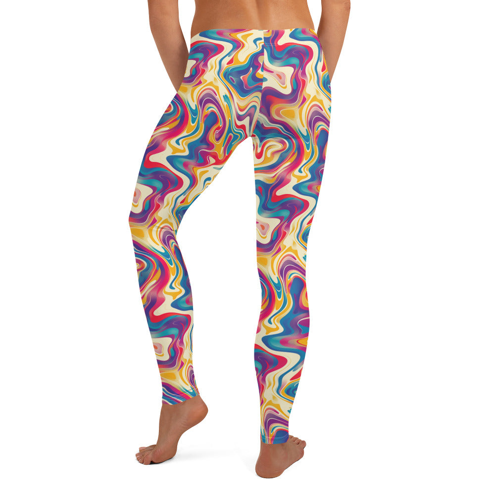 Psychedelic Color Flow Pattern Printed Leggings