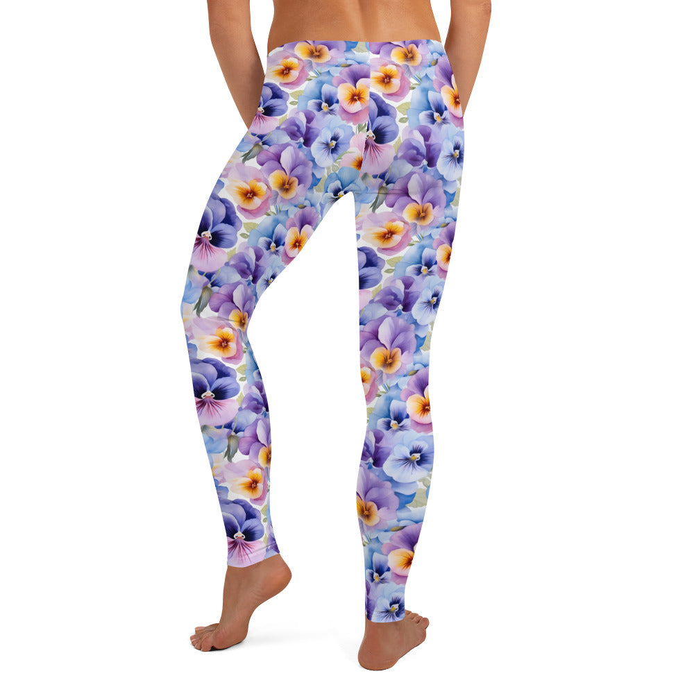 Whispering Pansies Floral Printed Leggings