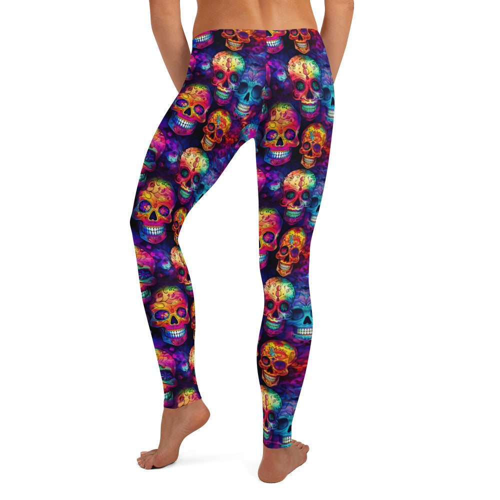 Colorful Sugar Skulls Printed Leggings