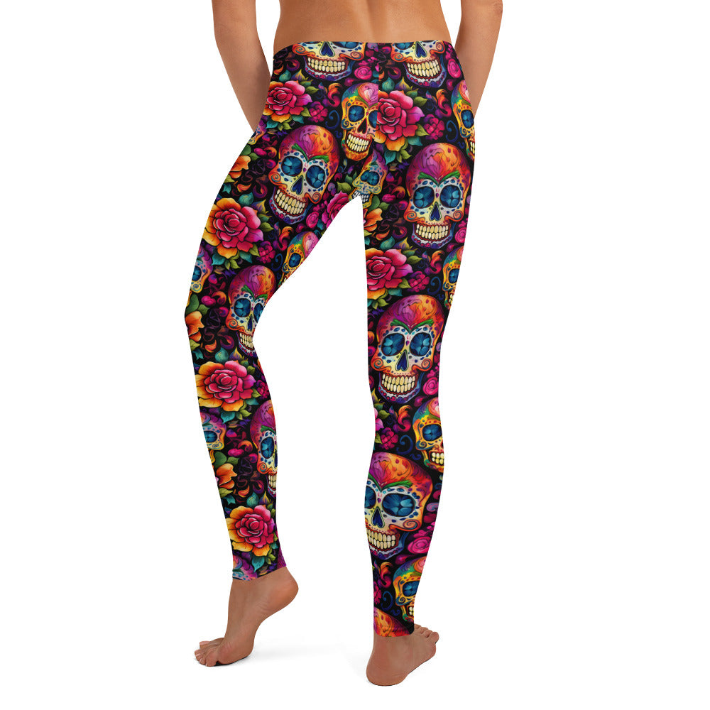 Sugar Skulls & Roses Printed Leggings