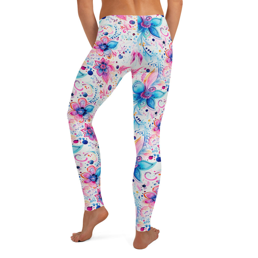 Watercolor Paisley Floral Printed Leggings