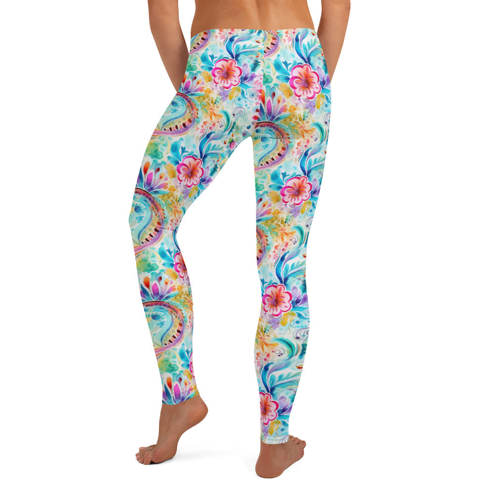 Watercolor Paisley Whisper Floral Printed Leggings