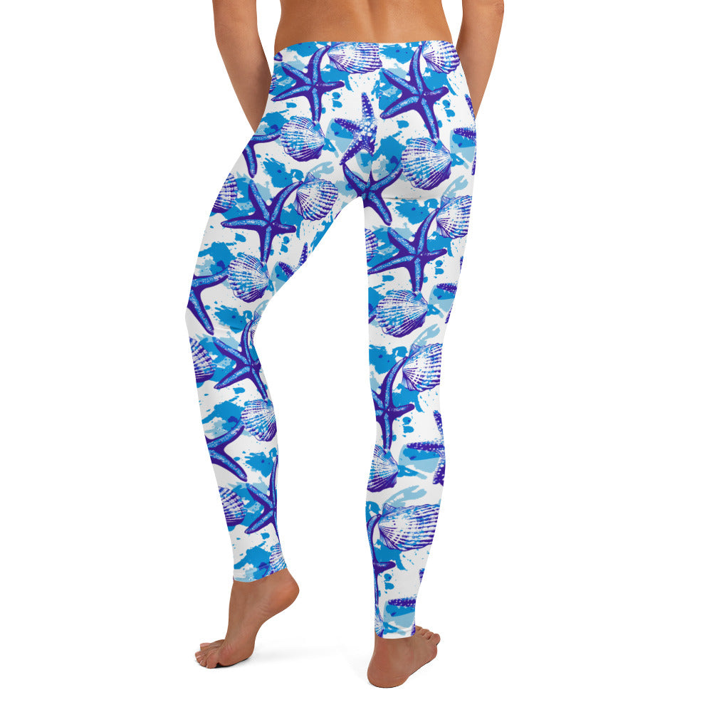 Preppy Starfish & Shells Printed Leggings