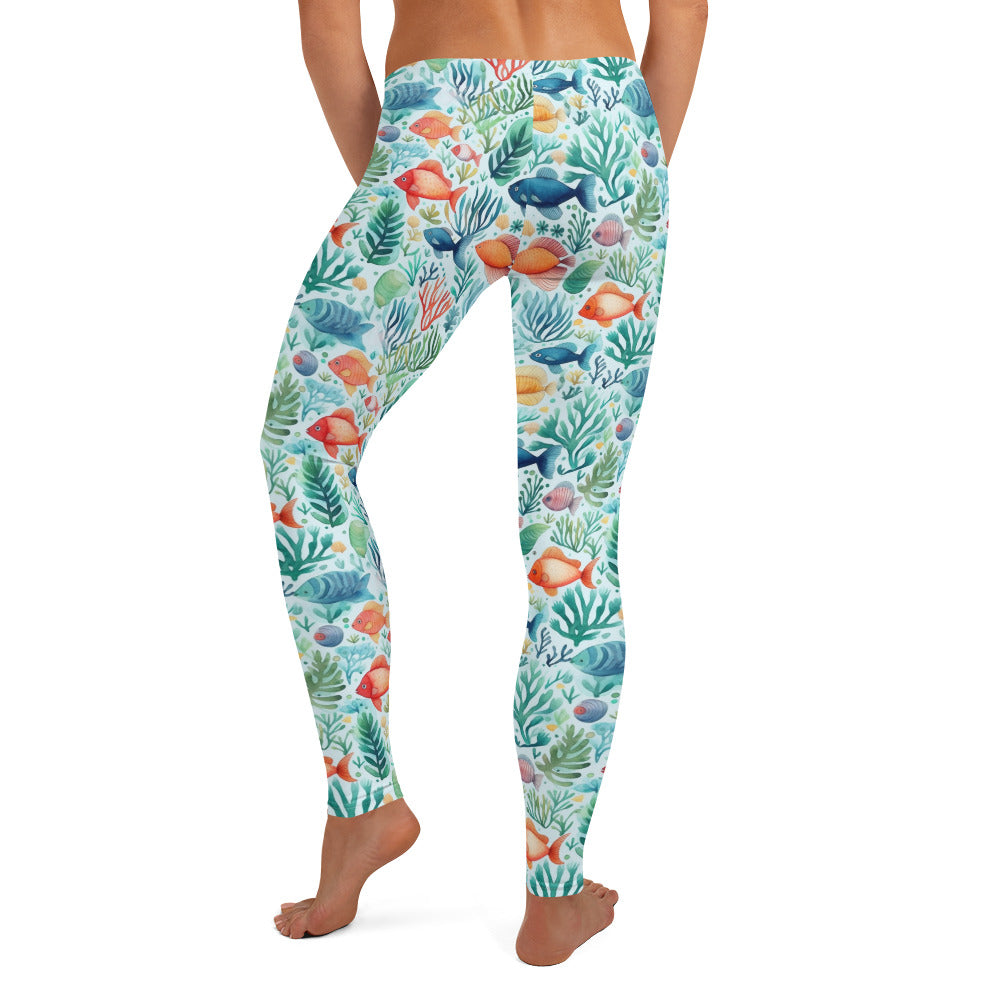 Colorful Fishes Under Water Beauty Printed Leggings