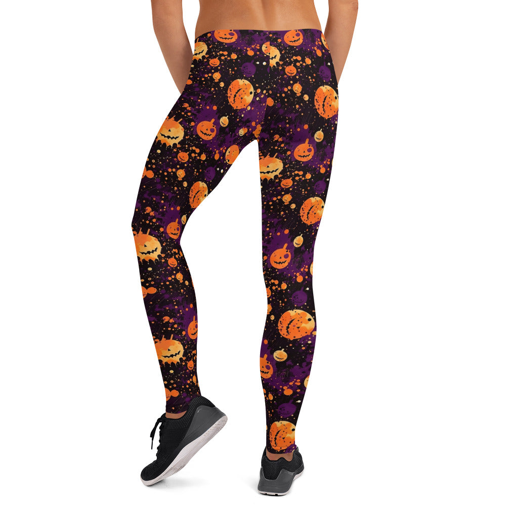 Spooky Pumpkin Splatter Halloween Leggings