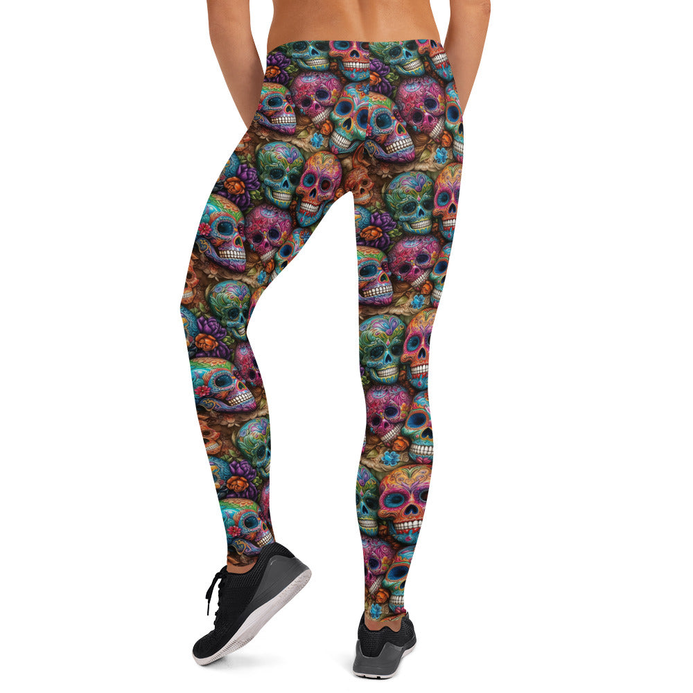 Colorful Sugar Skulls Printed Leggings