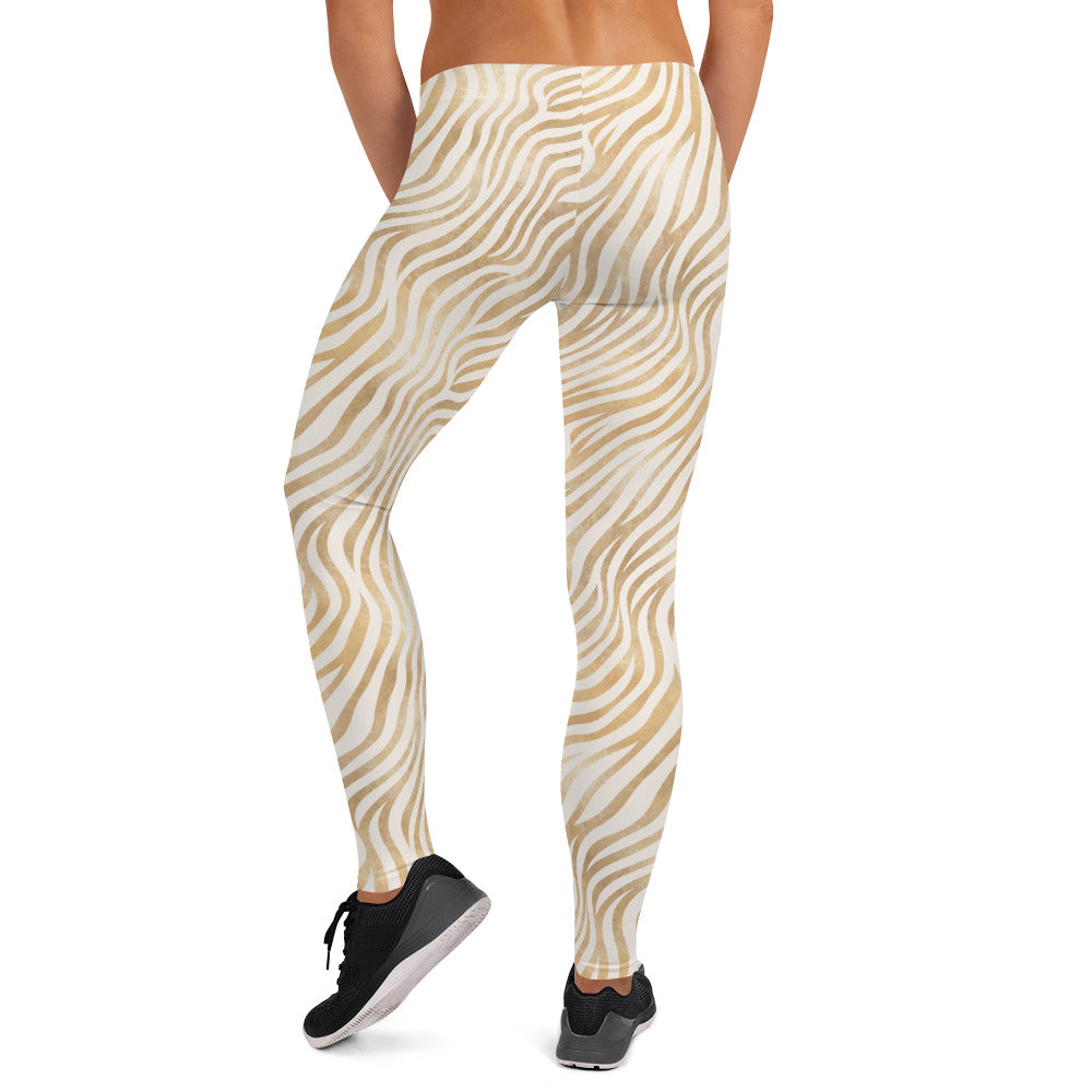 Golden Zebra Skin Printed Leggings