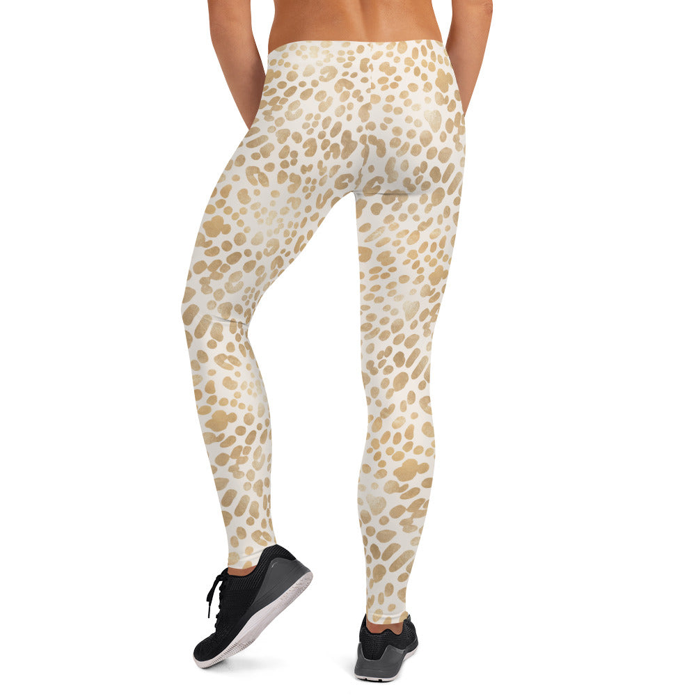 Shimmering Golden Leopard Skin Printed Leggings