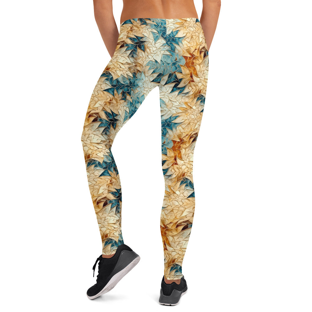 Abstract Golden Foliage Leggings