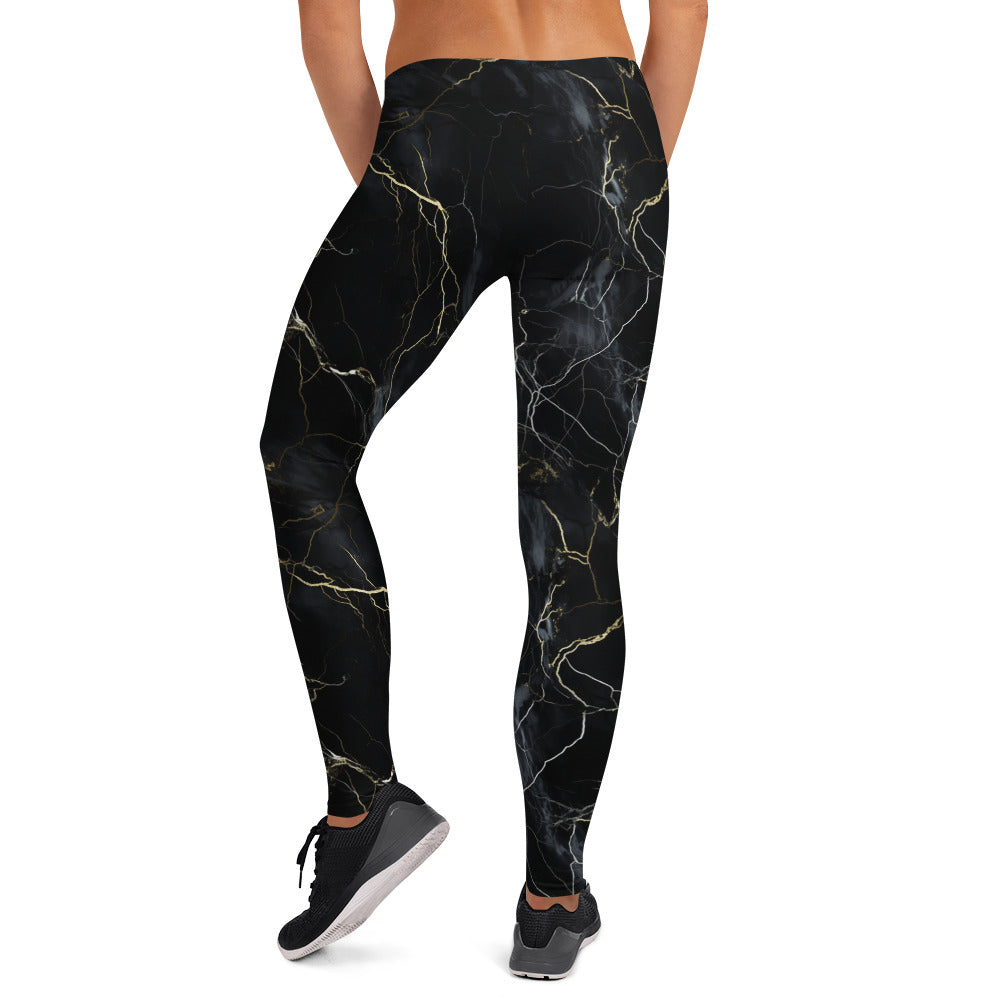 Black Marble with Hint of Gold Leggings