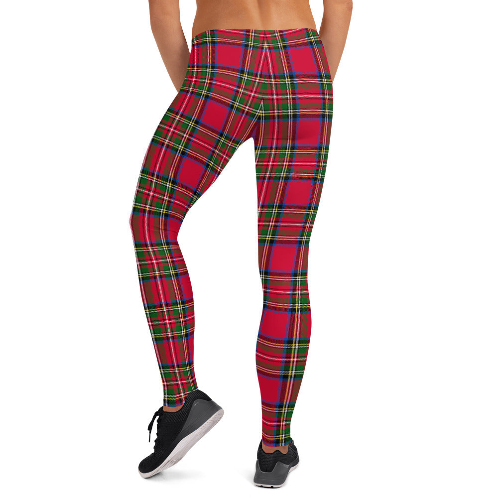 Red Tartan Printed Christmas Leggings