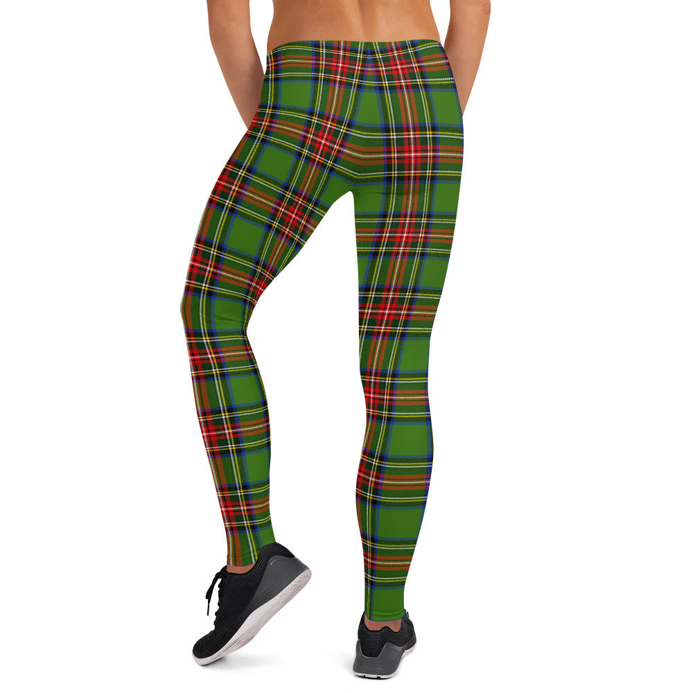 Green Tartan Printed Leggings