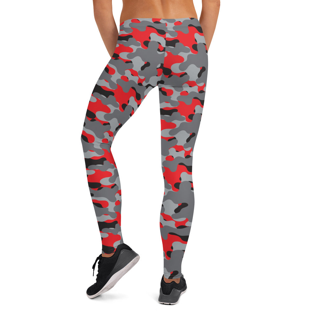 Red & Gray Camouflage Printed Leggings