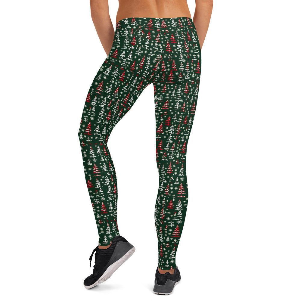 Hand Drawn Christmas Trees Leggings