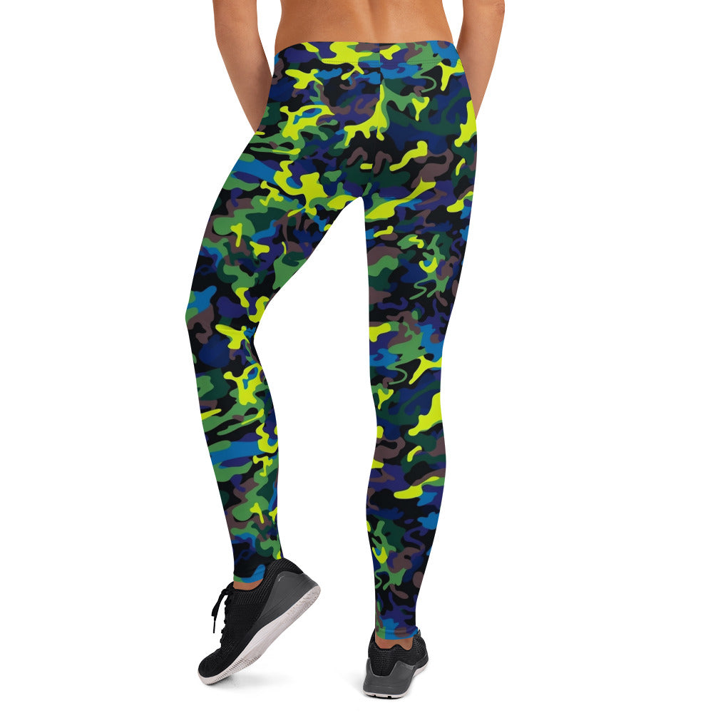 Black & Bright Green Camouflage Leggings