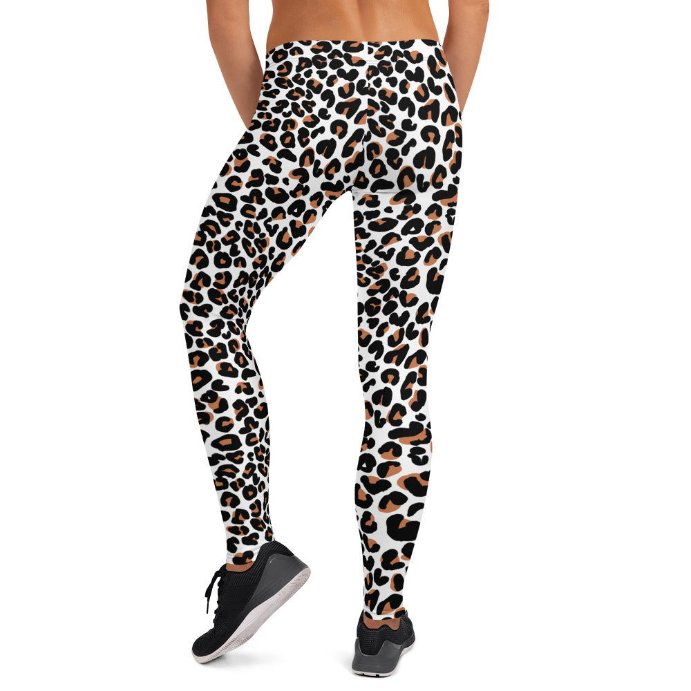 Animal Leopard Print on White Leggings