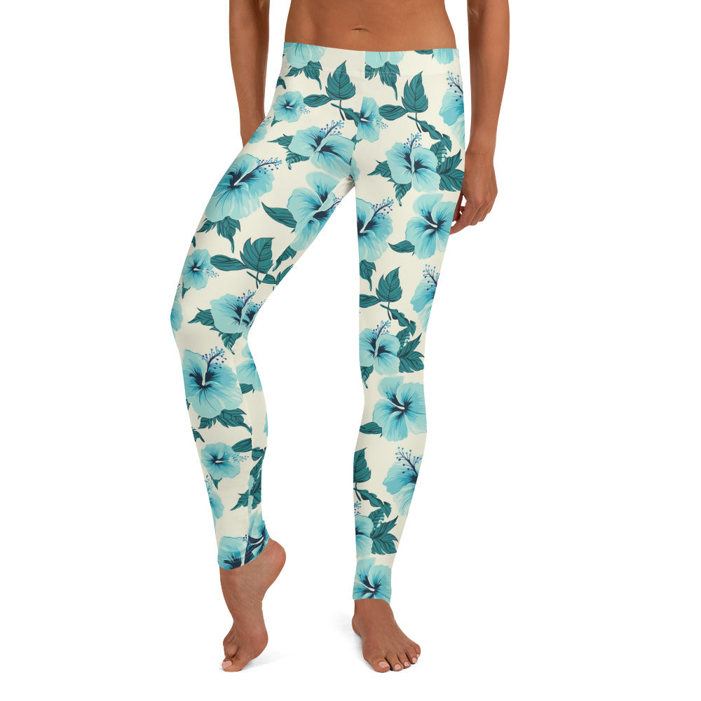 Hibiscus Azul Tropical Vibes Leggings