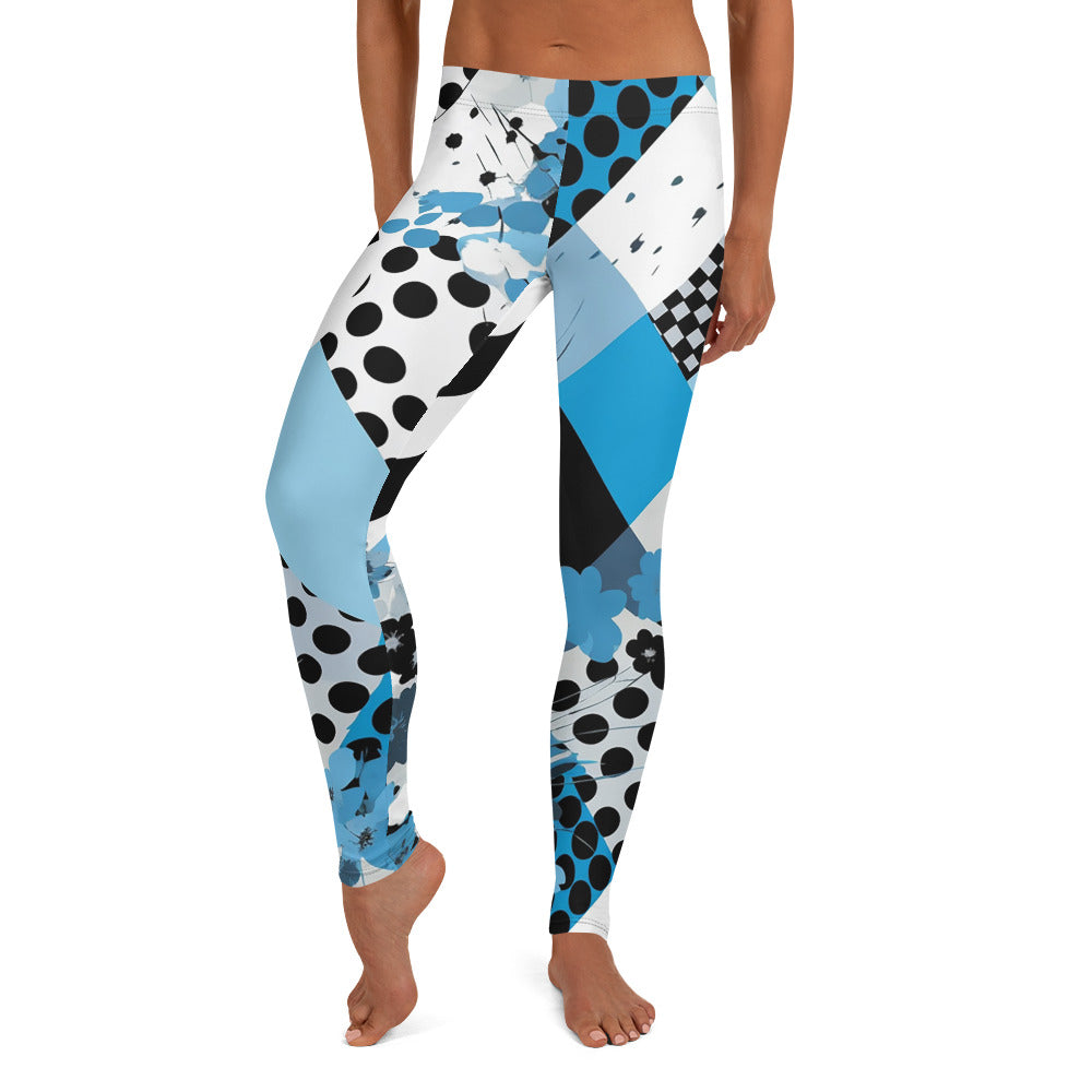 Blue & Black Geometric Pattern Leggings