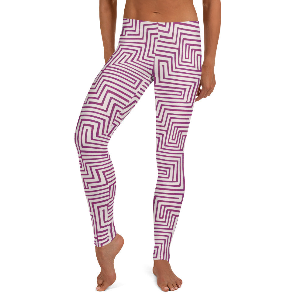 Purple Maze Pattern Leggings