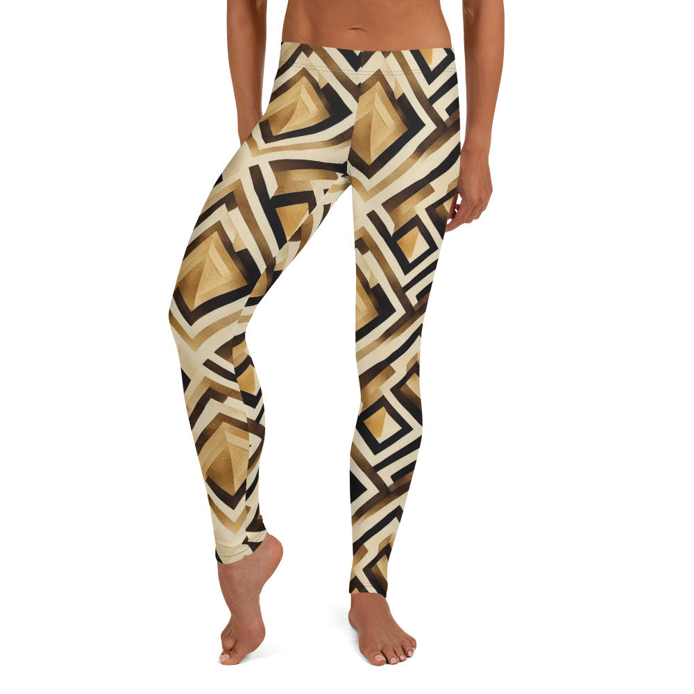 Shades of Brown Geometric Pattern Leggings