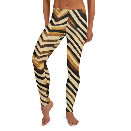 Brown Stripe Pattern Leggings