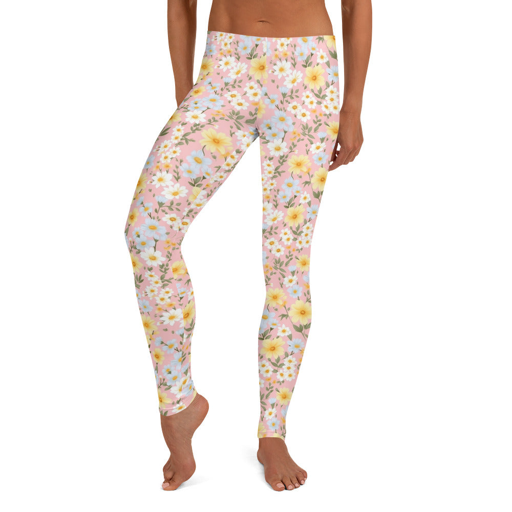 Spring Floral Bloom in Pink Leggings