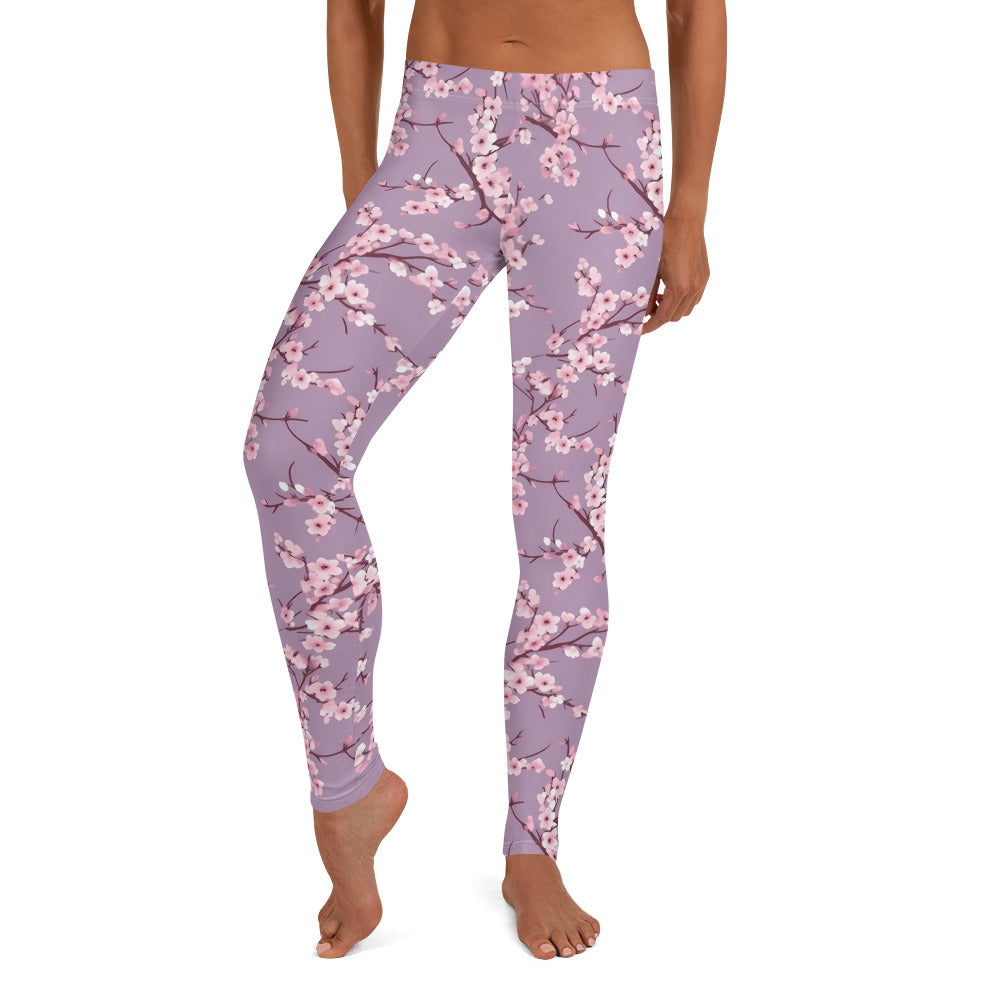 Cherry Blossom Purple Printed Leggings