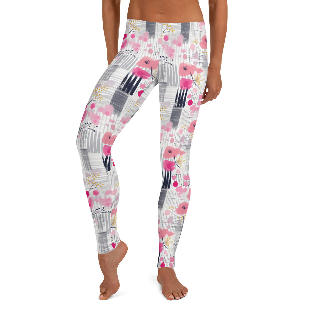 Pink Floral Printed Leggings